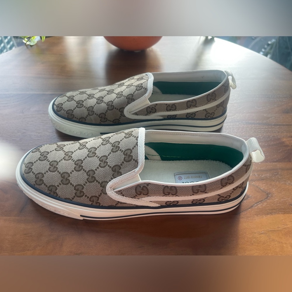 GUCCI Men's Tennis 1977 Slip Ons - "Beige Ebony" - Size 8 - Picture 4 of 8